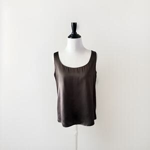 Vintage 90s Silk Tank Top Women’s Size Petite 6 6P Chocolate Brown Liquid Blouse